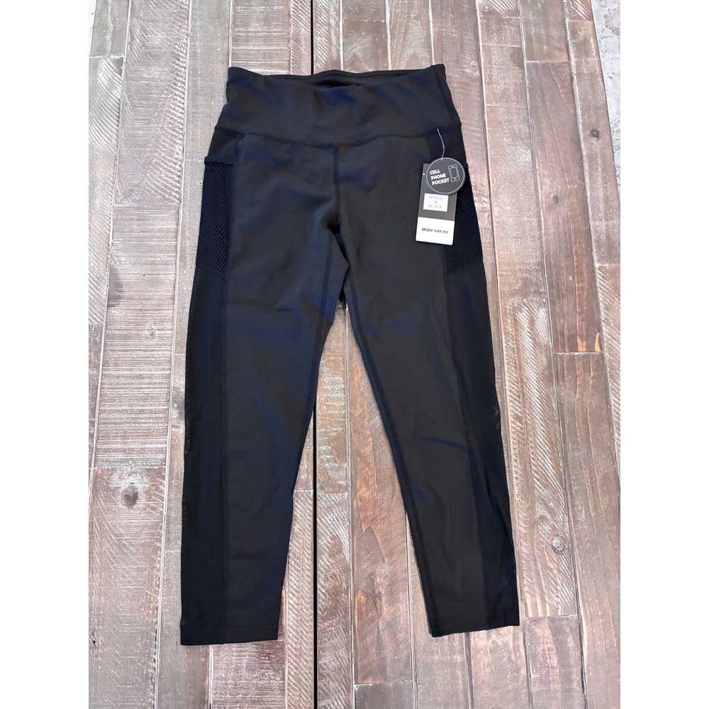 Dyce Active Womens Black Mesh Pocket High Waist Crop Leggings Size‎ Medium